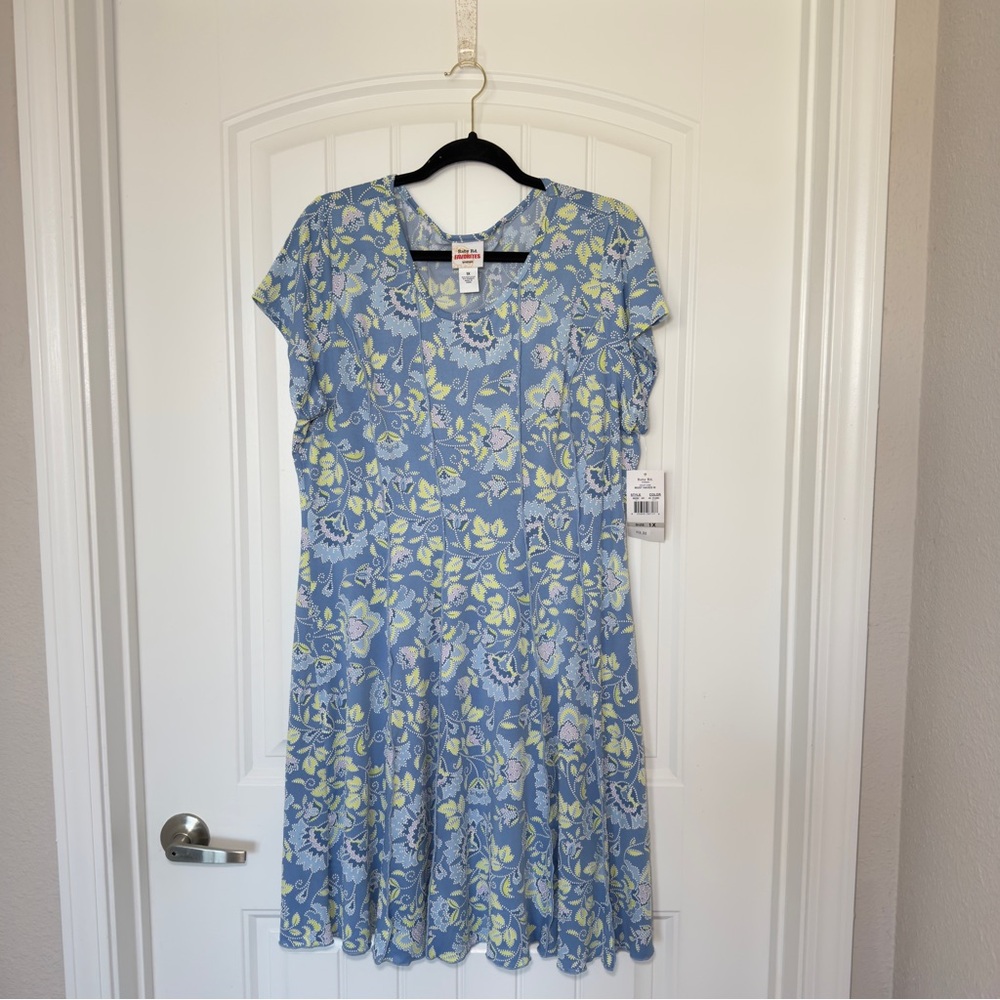 Ruby Rd Favorite Woman 1X‎ Floral Vine Print Flowy Flared Hem A Line Dress